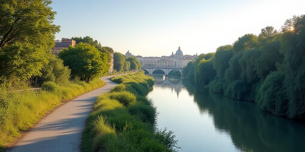 Vista panoramica sulla Pista Ciclabile del Tevere a Roma